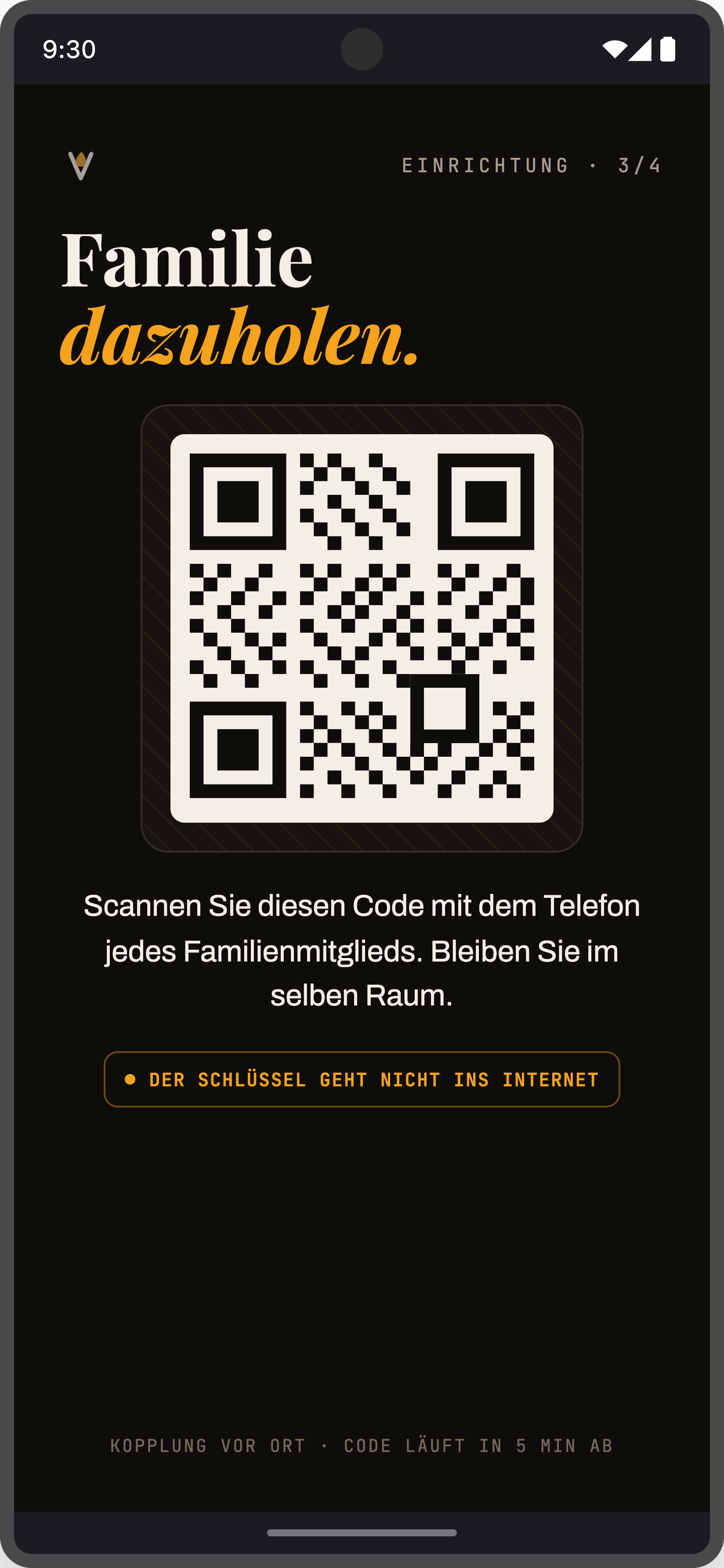 QR-Kopplungsbildschirm: «Familie hinzufügen».
